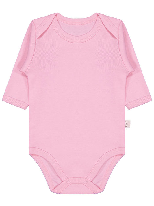 Civil Baby Düz Renkli Uzun Kol 12-36 Ay Çıtçıtlı Badi - Pembe