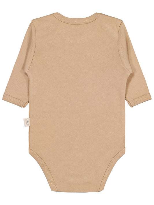 Civil Baby Düz Renkli Uzun Kol 12-36 Ay Çıtçıtlı Badi - Kahverengi