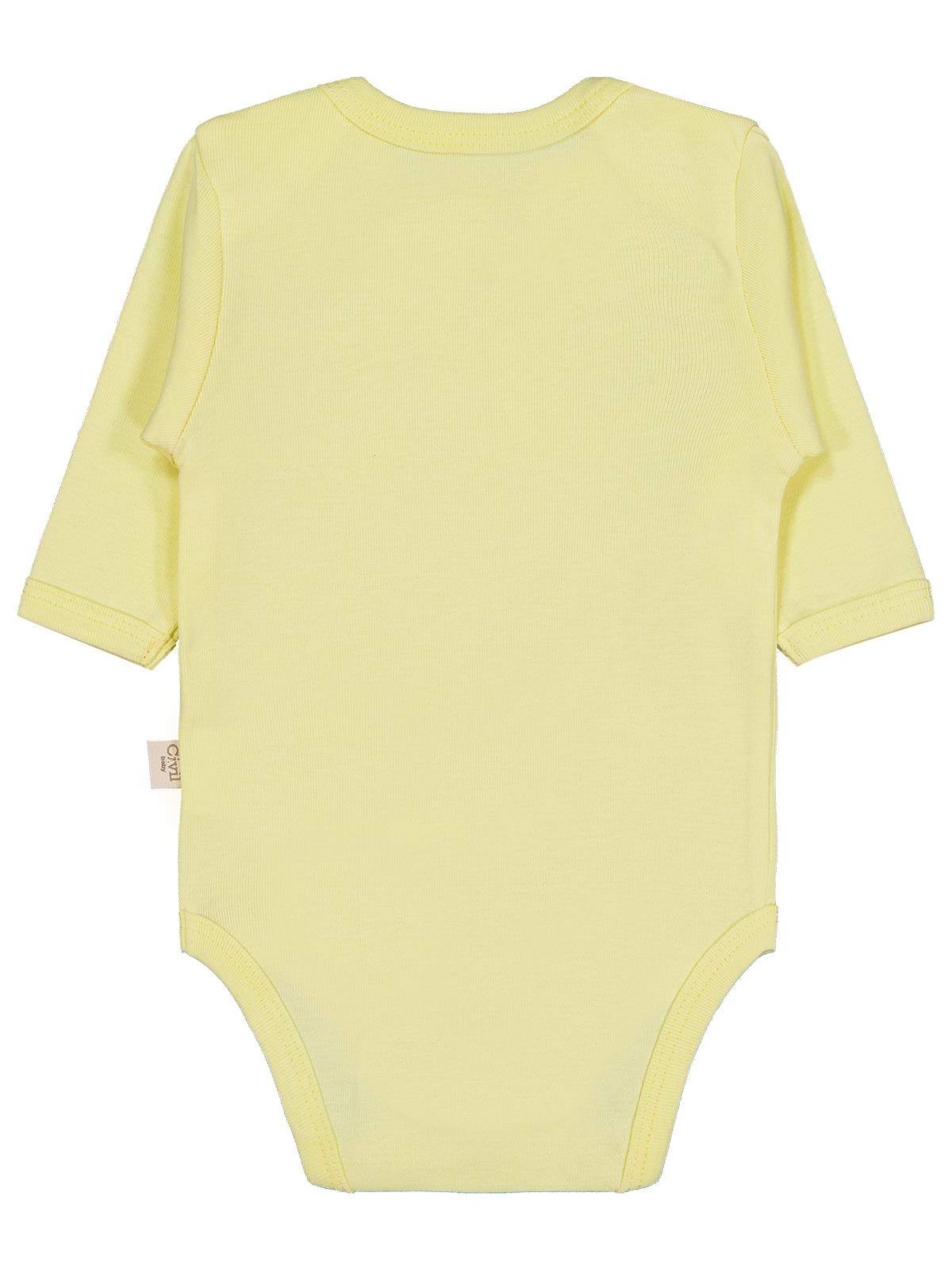 Civil Baby Düz Renkli Uzun Kol  Çıtçıtlı Badi - Sarı