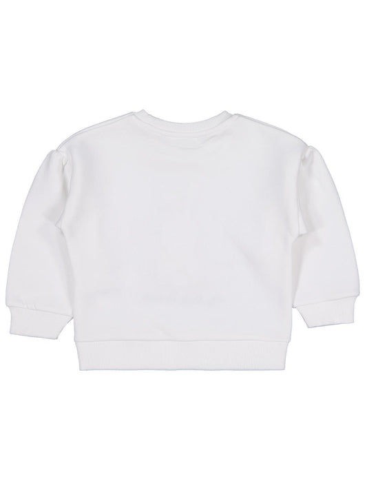 Civil Kız Çocuk Tavşan Nakışlı Sweatshirt | 3 İp Uzun Kol | Okul Kreş ve Günlük Kullanım - Ekru