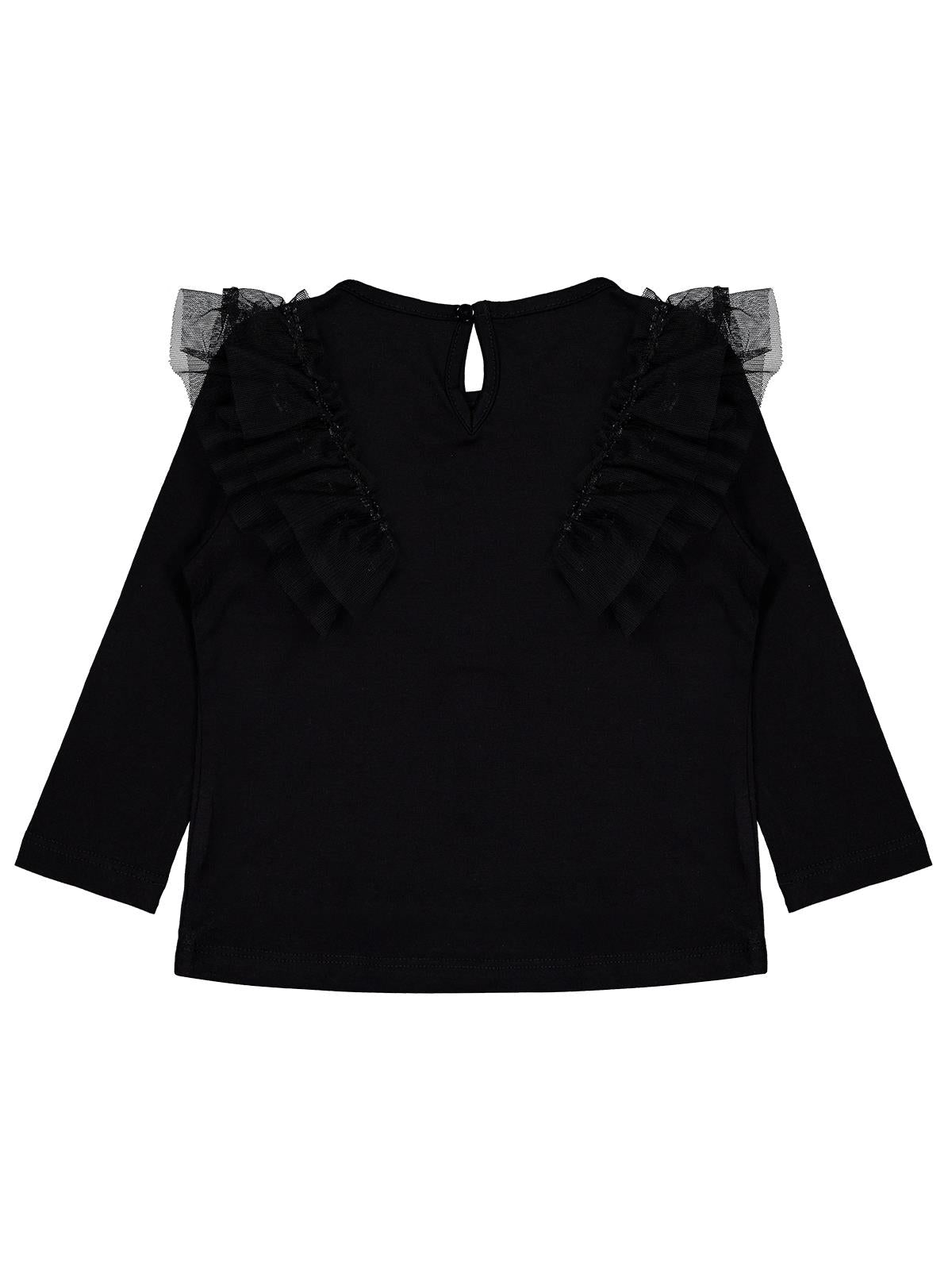Civil Girls Kız Çocuk Tül Fırfırlı Sweatshirt | Süprem Uzun Kol | Okul Kreş ve Günlük Kullanım - Siyah