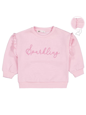 Civil Kız Çocuk SPARKLING Baskılı Sweatshirt | 3 İp Uzun Kol | Okul Kreş ve Günlük Kullanım - Pudra