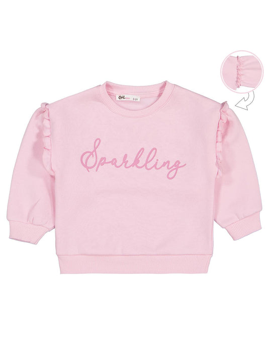 Civil Kız Çocuk SPARKLING Baskılı Sweatshirt | 3 İp Uzun Kol | Okul Kreş ve Günlük Kullanım - Pudra