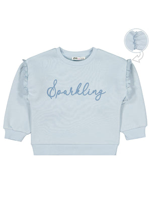 Civil Kız Çocuk SPARKLING Baskılı Sweatshirt | 3 İp Uzun Kol | Okul Kreş ve Günlük Kullanım - Mavi