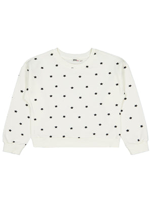 Civil Girls Yıldız Baskılı 6-9 Yaş Sweatshirt - Ekru
