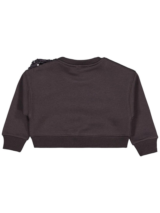 Civil Kız Çocuk Pullu Fiyonklu Sweatshirt | 3 İp Uzun Kol | Okul Kreş ve Günlük Kullanım - Gri