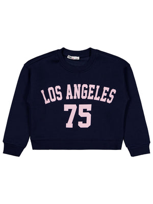 Civil Kız Çocuk Los Angeles Baskılı Sweatshirt | 3 İp Uzun Kol | Okul Kreş ve Günlük Kullanım - Lacivert