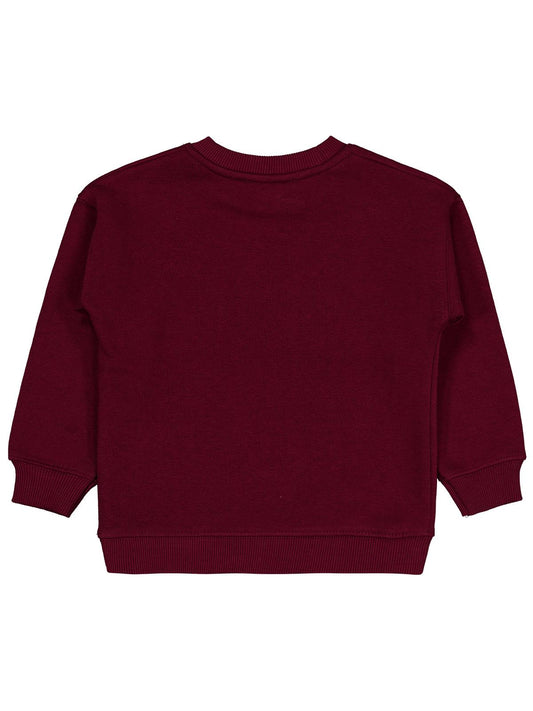 Civil Kız Çocuk POSSITIVE Baskılı Sweatshirt | 3 İp Uzun Kol | Okul Kreş ve Günlük Kullanım - Bordo