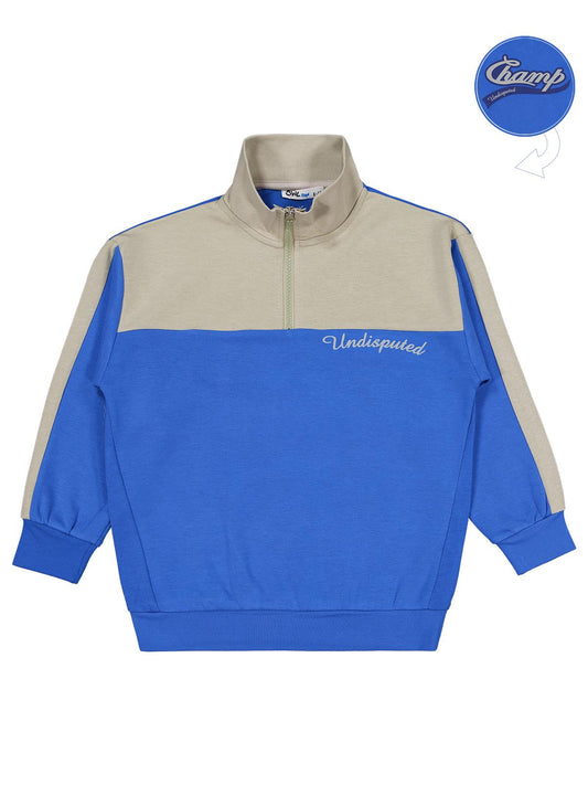 Civil Erkek Çocuk Champ Nakışlı Sweatshirt | Çelik İnterlok Uzun Kol | Okul Kreş ve Günlük Kullanım - Mavi