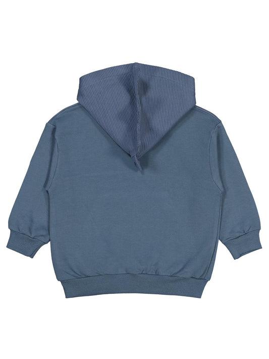 Civil Erkek Çocuk Göz Baskılı Kapşonlu Sweatshirt | 2 İp Uzun Kol | Okul Kreş ve Günlük Kullanım - Gri