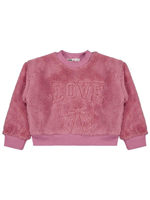 Civil Kız Çocuk Love Nakışlı Sweatshirt | Velsoft Uzun Kol | Okul Kreş ve Günlük Kullanım - Pembe