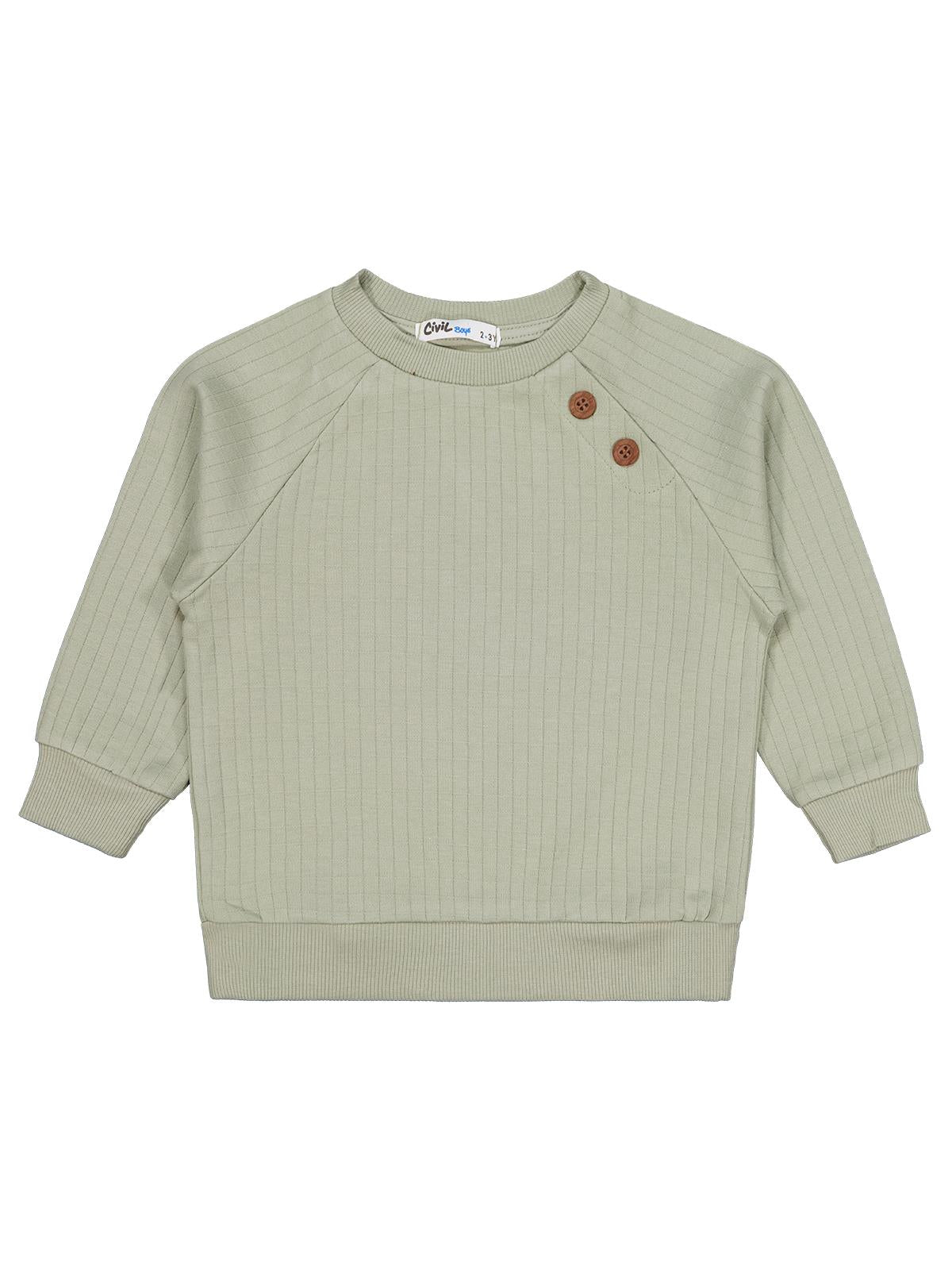 Civil Boys Süs Düğmeli 2-5 Yaş Sweatshirt - Yeşil