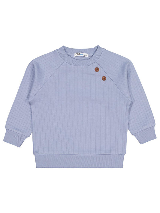 Civil Erkek Çocuk Süs Düğmeli Sweatshirt | İnterlok Uzun Kol | Okul Kreş ve Günlük Kullanım - Mavi
