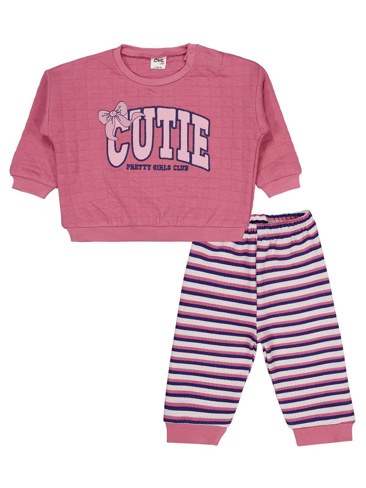 Civil Baby Cutıe Nakışlı 6-18 Ay Takım - Pembe