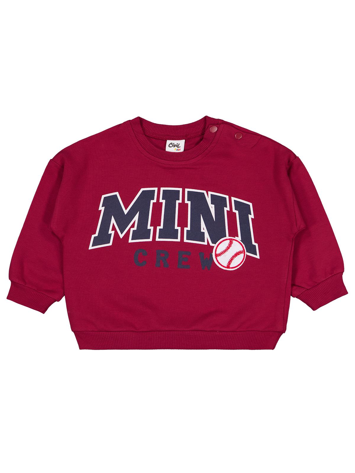Civil Baby Mını Crew Baskılı 6-18 Ay Sweatshirt - Bordo