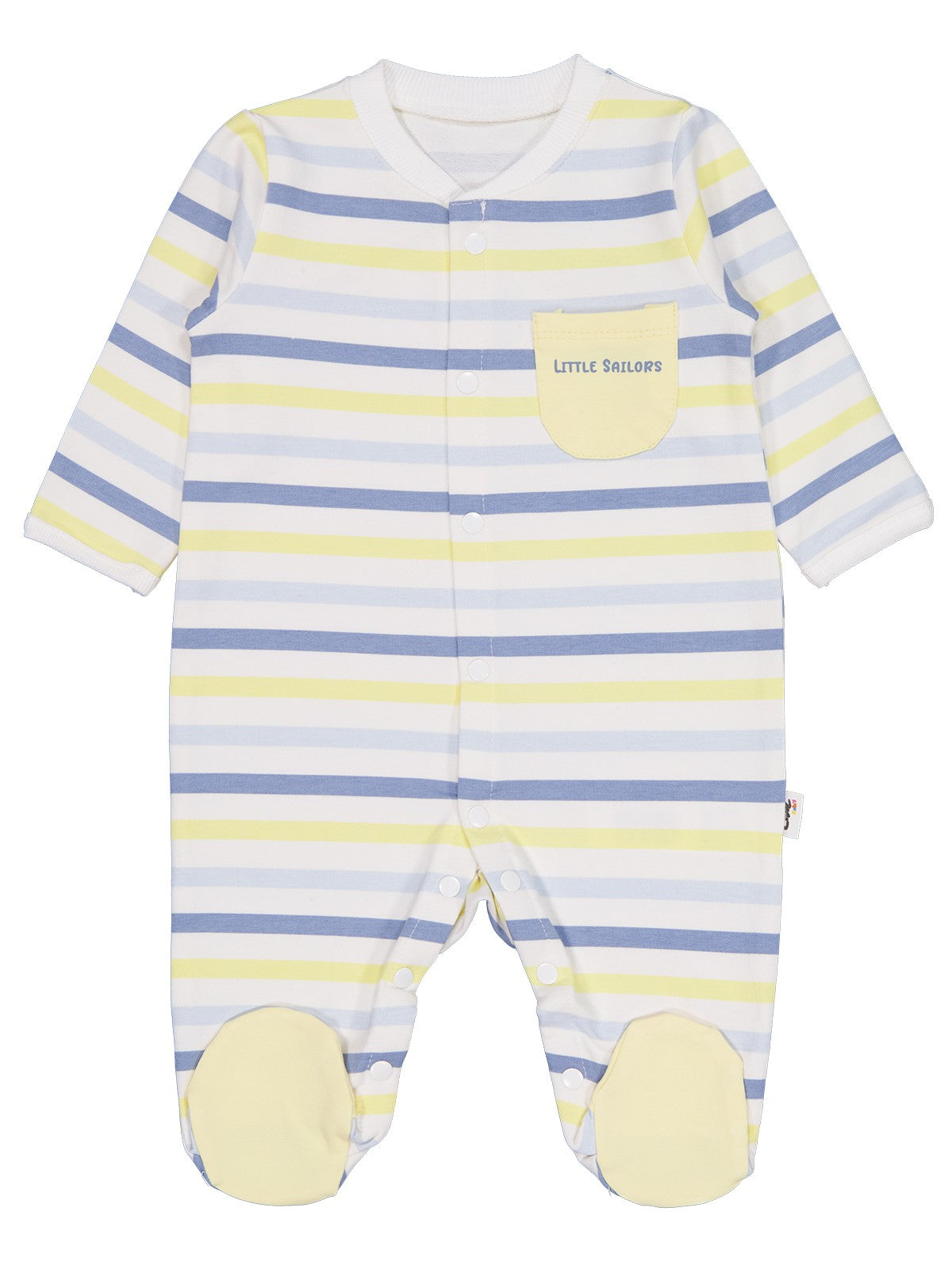 Civil Baby Little Sailors Cep Baskılı Patikli 1-9 Ay Tulum - Kırık Beyaz