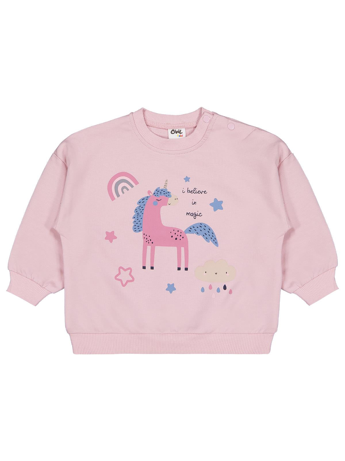 Civil Baby Unicorn Baskılı 6-18 Ay Sweatshirt - Pembe