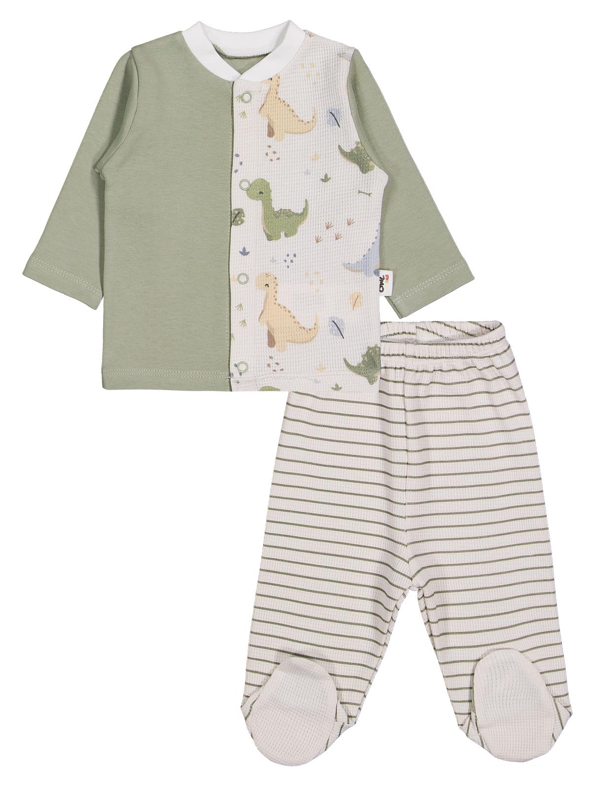 Civil Baby Dino Baskılı 8 li 0-1 Ay Zıbın Setleri - Yeşil