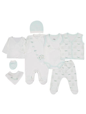 Civil Baby Çiçek Baskılı 8 li 0-1 Ay Zıbın Setleri - Yeşil