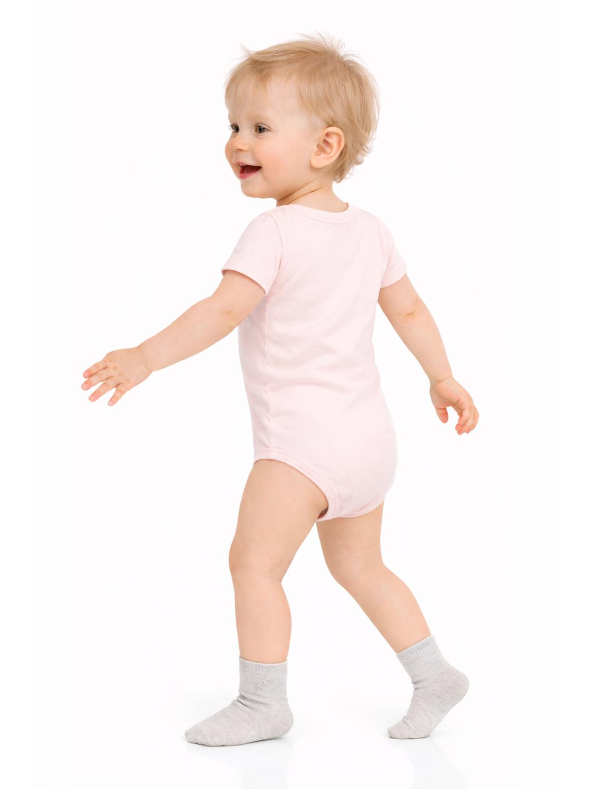 Civil Baby 3 lü Basıc Kısa Kol 0-36 Ay Çıtçıtlı Badi - Pudra