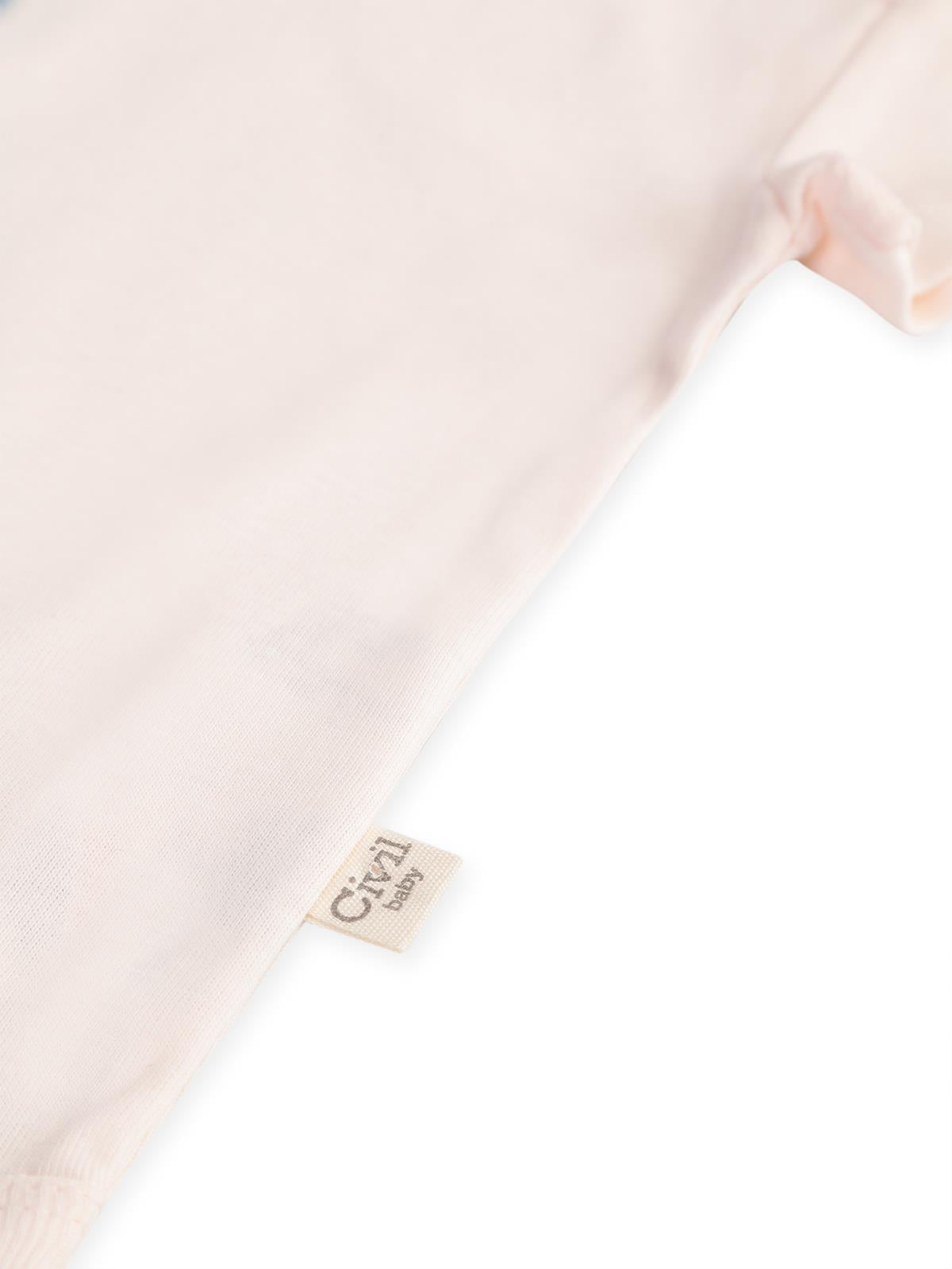 Civil Baby 3 lü Basıc Kısa Kol 0-36 Ay Çıtçıtlı Badi - Pudra