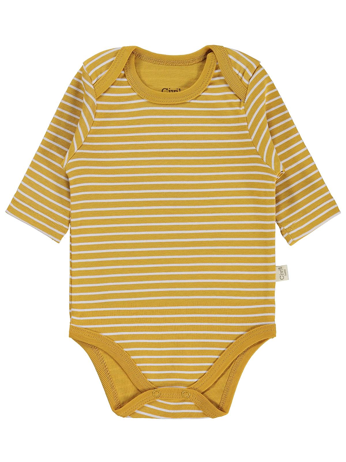 Civil Baby 3 lü Aslan Empirmeli Uzun Kol 0-36 Ay Çıtçıtlı Badi - Hardal