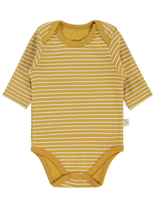 Civil Baby 3 lü Aslan Empirmeli Uzun Kol 0-36 Ay Çıtçıtlı Badi - Hardal
