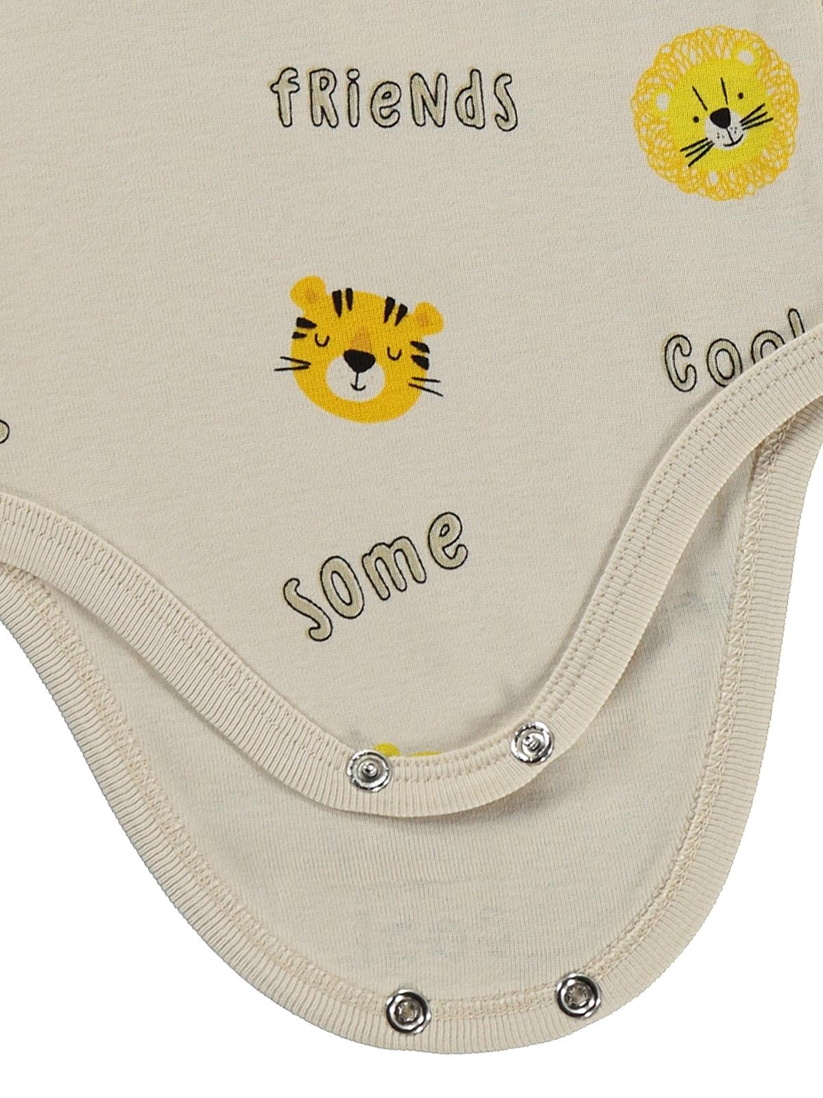 Civil Baby 3 lü Aslan Empirmeli Uzun Kol 0-36 Ay Çıtçıtlı Badi - Hardal