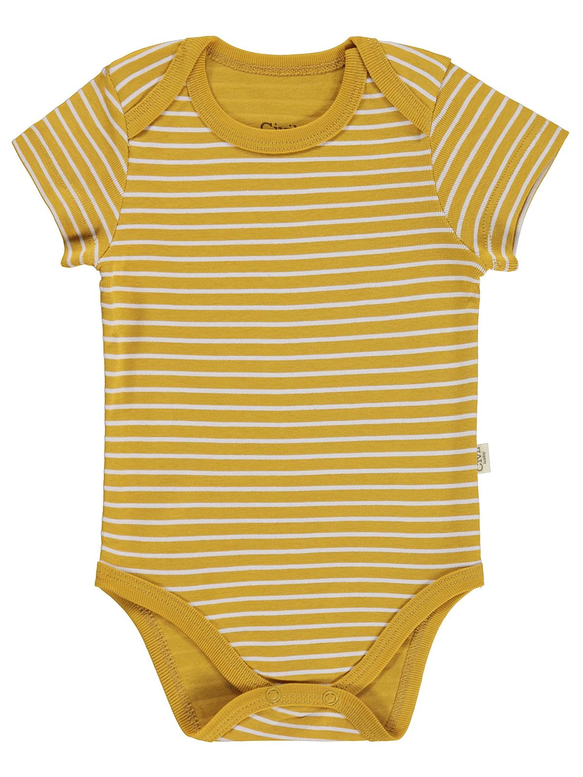 Civil Baby 5 li Araç Baskılı Çizgi Empirmeli Kısa Kol 0-36 Ay Çıtçıtlı Badi - Kırmızı