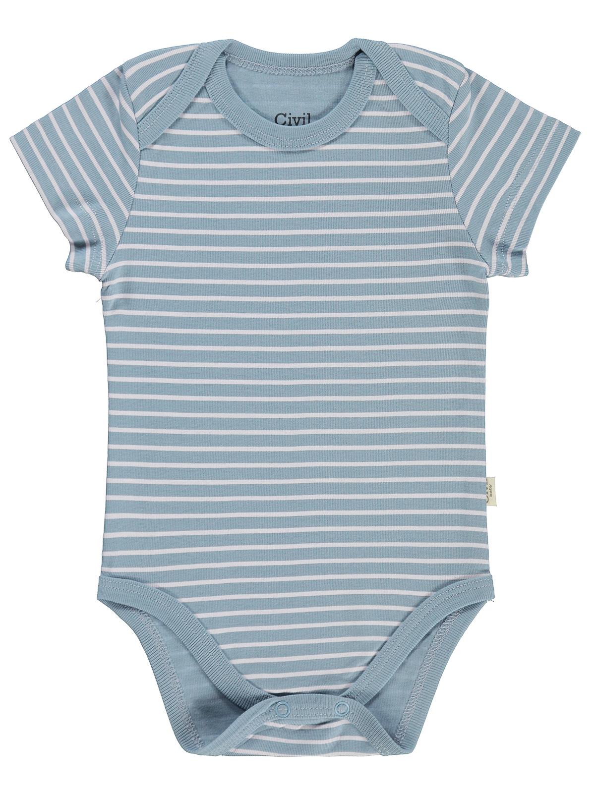 Civil Baby 5 li Araç Baskılı Çizgi Empirmeli Kısa Kol 0-36 Ay Çıtçıtlı Badi - Kırmızı