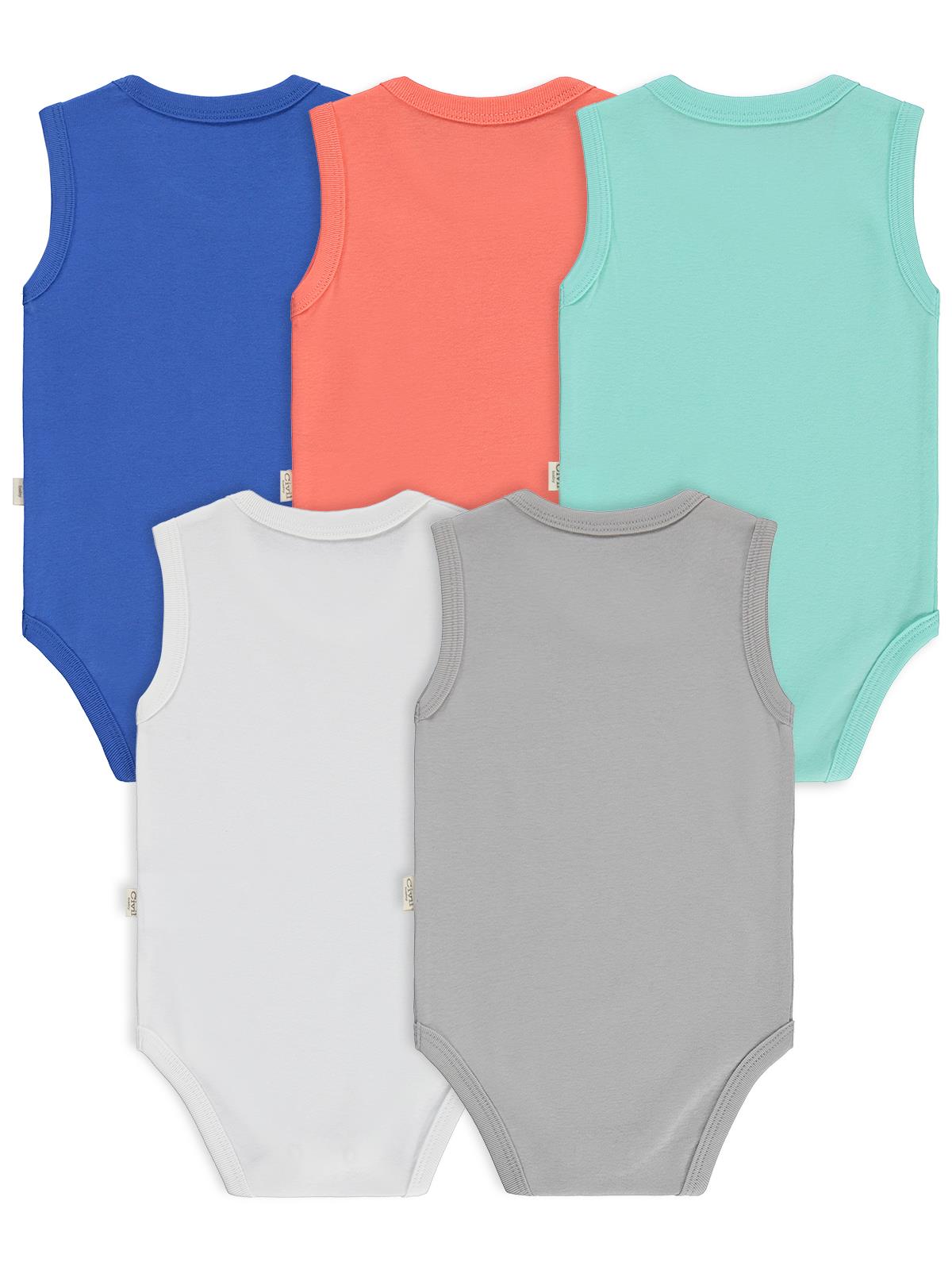 Civil Baby 5 li Basıc Sıfır Kol 0-36 Ay Çıtçıtlı Badi - Kırmızı