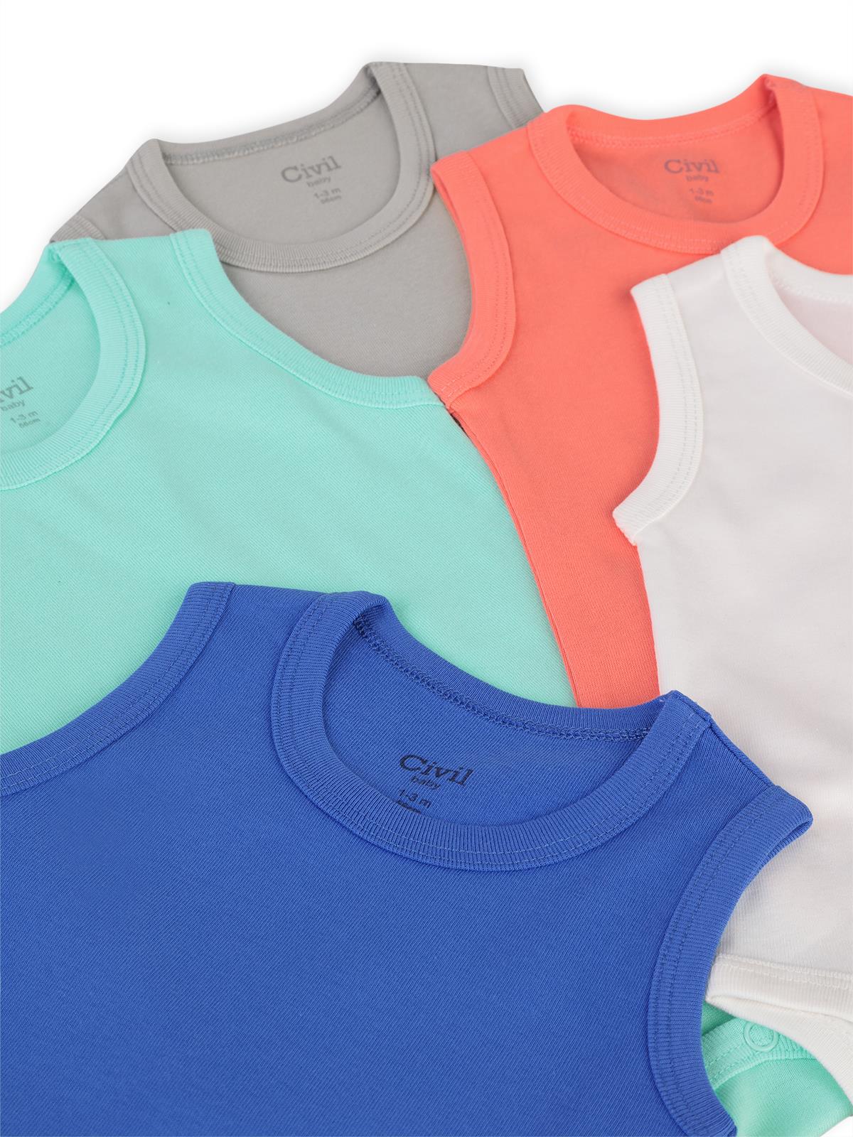 Civil Baby 5 li Basıc Sıfır Kol 0-36 Ay Çıtçıtlı Badi - Kırmızı
