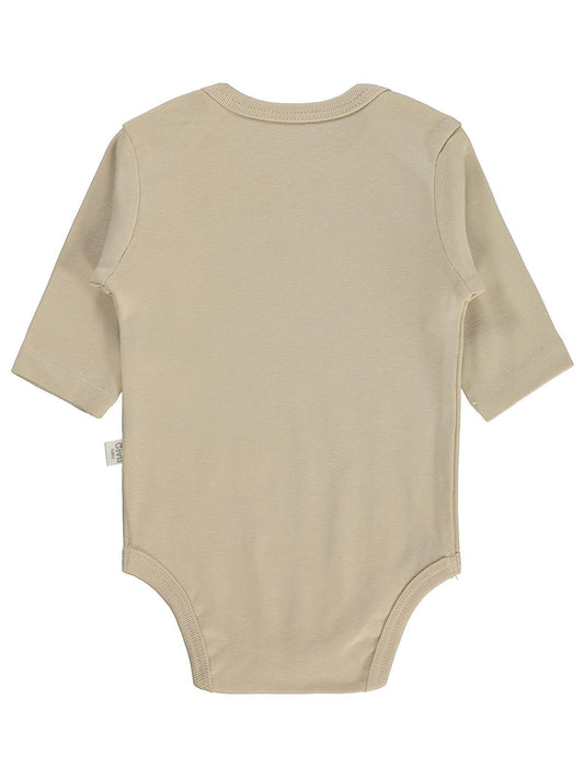 Civil Baby 3 lü Basıc Uzun Kol 0-36 Ay Çıtçıtlı Badi - Kahverengi