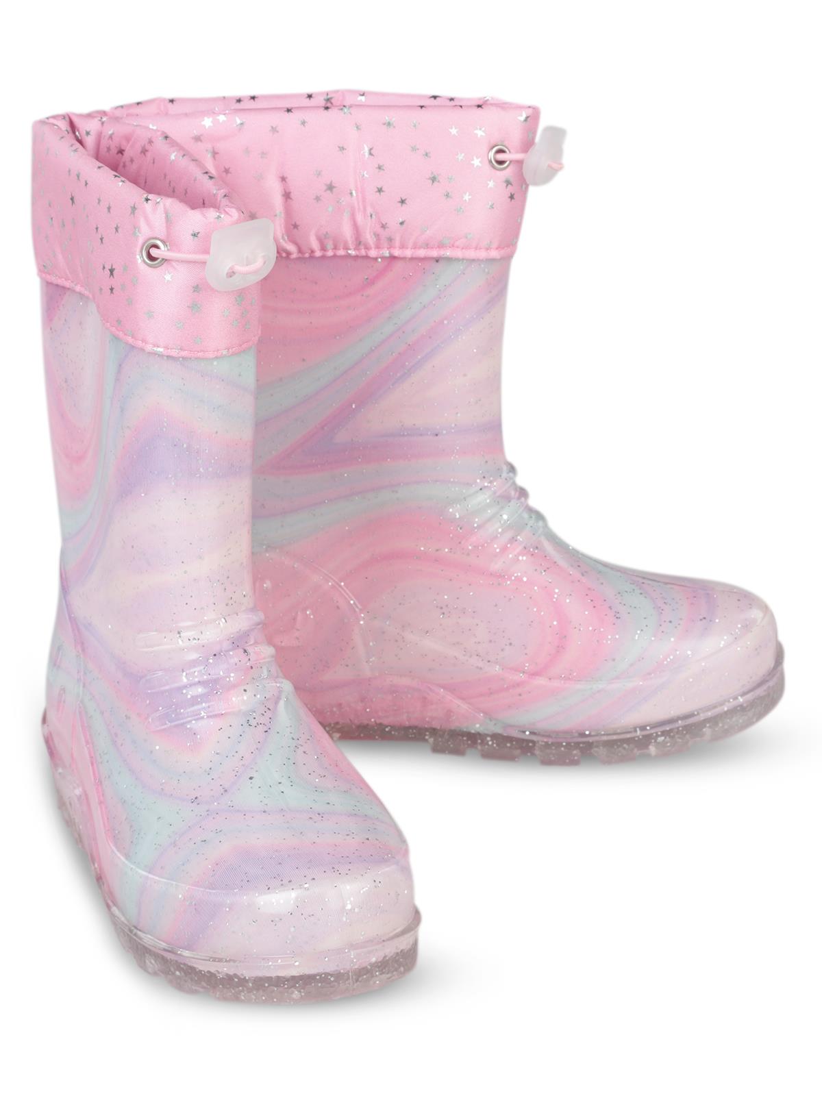 Civil Boots Simli Batik 30-36  Numara Yağmur Çizmesi - Pembe