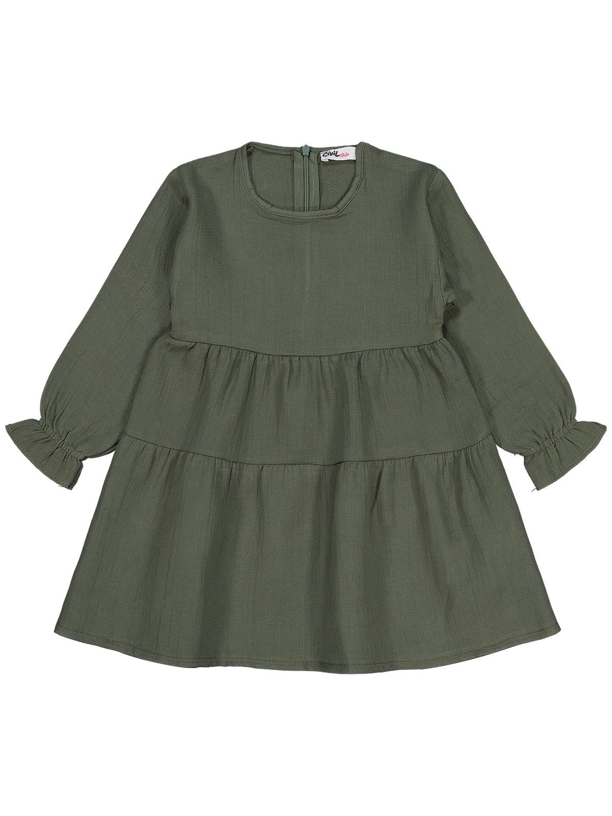 Civil Girls Kat Kat 2-5 Yaş Elbise - Haki