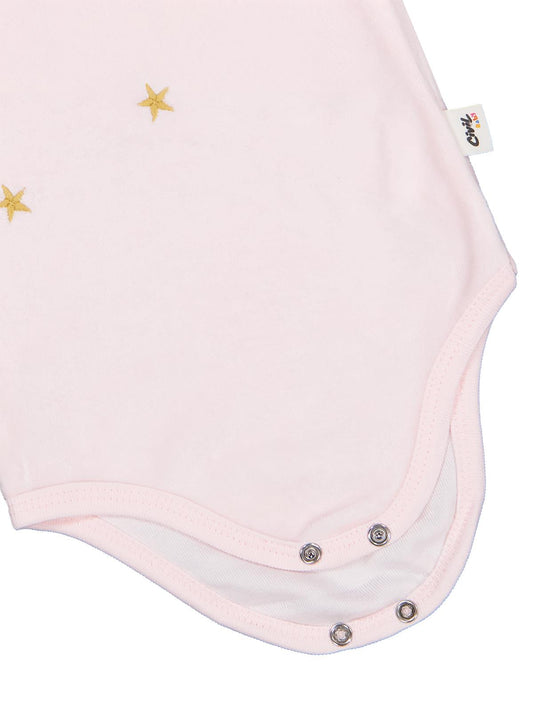 Civil Baby Yıldız Nakışlı 1-18 Ay Çıtçıtlı Badi - Pembe