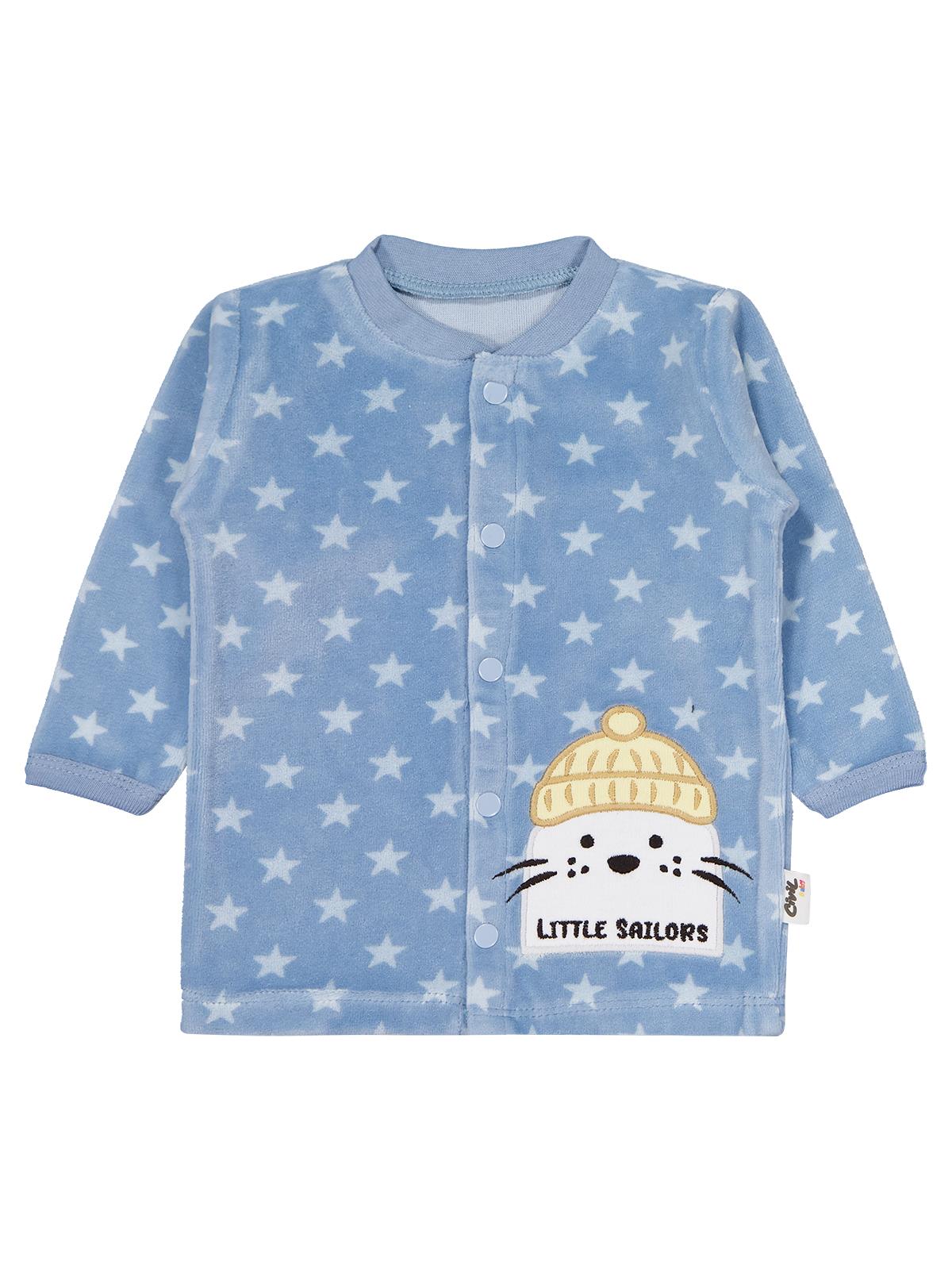 Civil Baby Yıldız Empirme ve Fok Nakışlı 1-9 Ay Pijama Takımı - Mavi