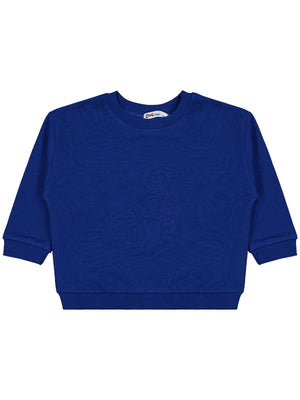 Civil Erkek Çocuk Dinozor Nakışlı Sweatshirt | 3 İp Uzun Kol | Okul Kreş ve Günlük Kullanım - Mavi