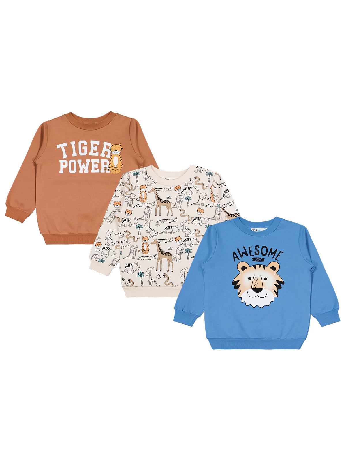Civil Boys Safari Baskılı 3'lü Set 2-5 Yaş Sweatshirt - Standart
