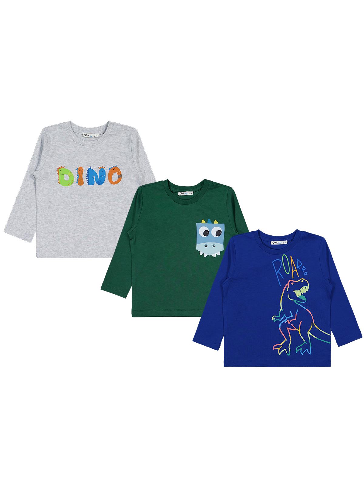 Civil Boys Dıno Baskılı 3'lü Set 2-4 Yaş Sweatshirt