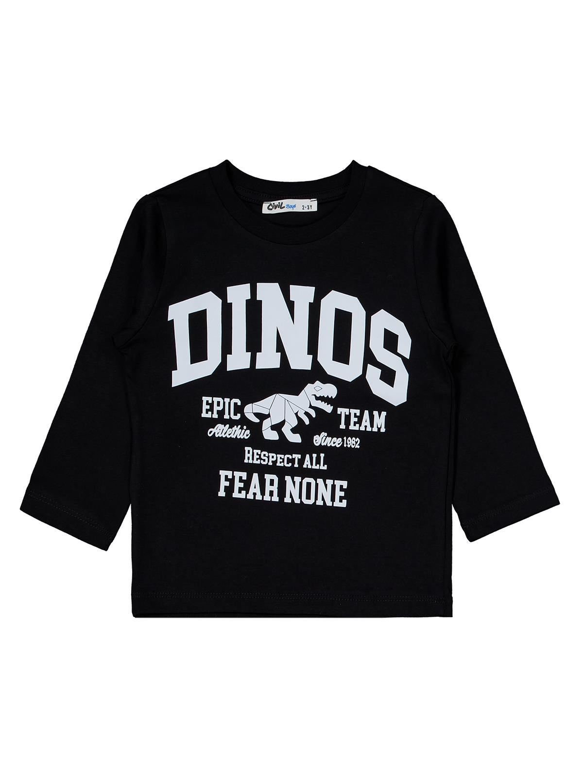 Civil Erkek Çocuk Cool Dino Baskılı 3'lü Set Sweatshirt | Süprem | Okul Kreş ve Günlük Kullanım