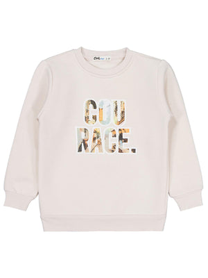 Civil Erkek Çocuk Cou Race Baskılı Sweatshirt | 3 İp Uzun Kol | Okul Kreş ve Günlük Kullanım - Gri