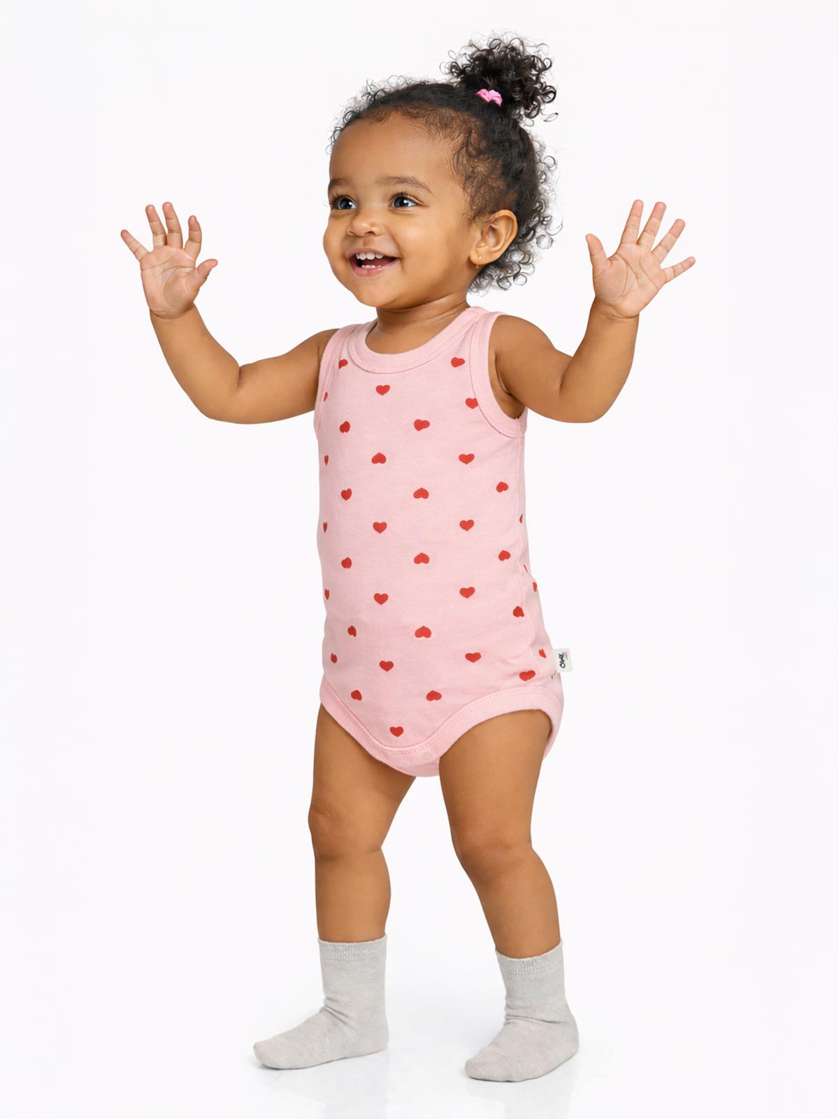 Civil Baby Kalp Baskılı 1-36 Ay Çıtçıtlı Badi - Pembe