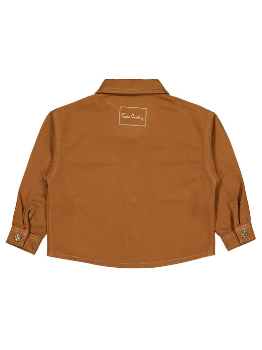 Pierre Cardin Nakışlı Ceket | Gabardin Uzun Kol Gömlek Yaka - Polo | Okul Kreş ve Günlük Kullanım - Kahve