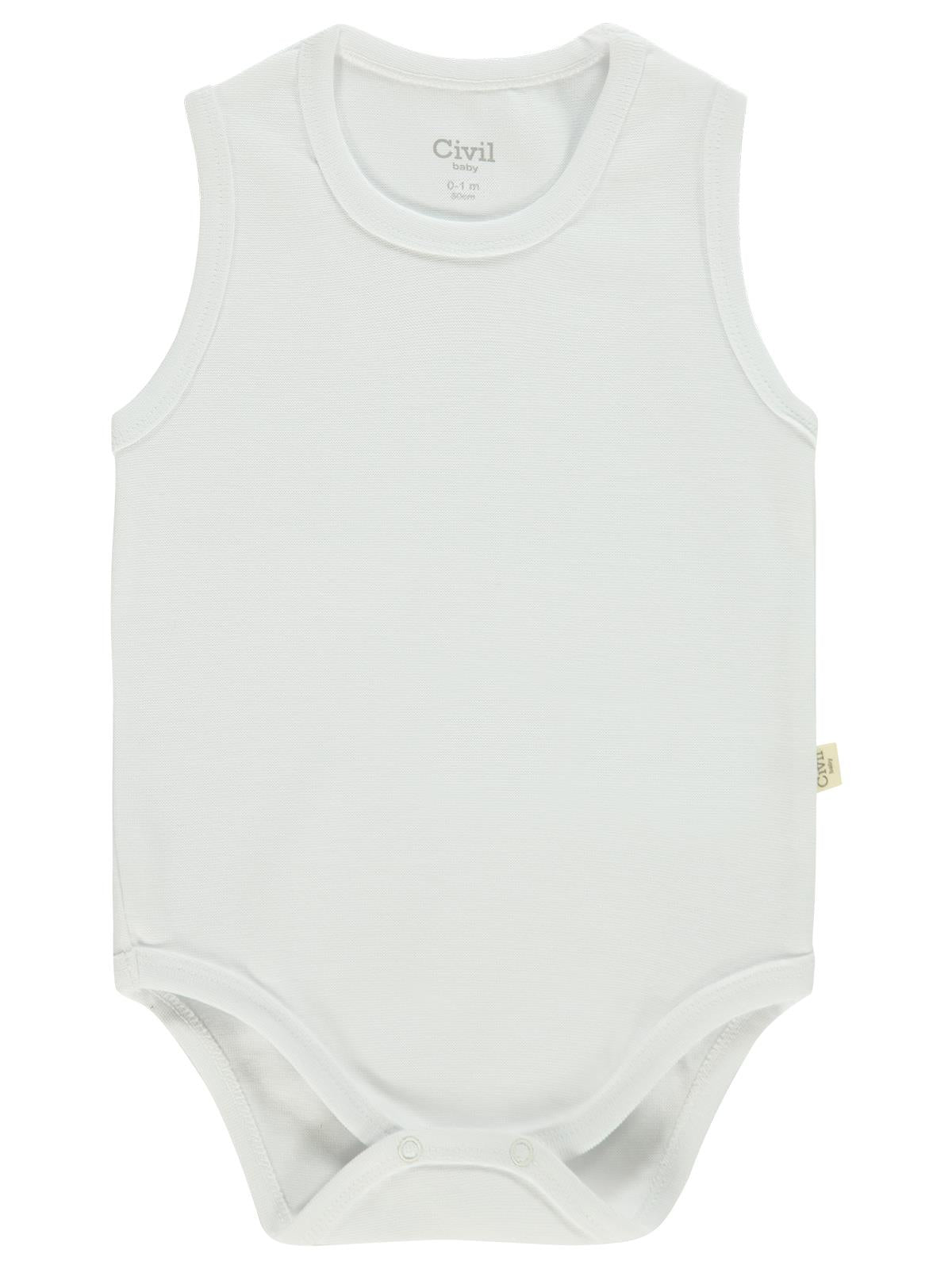 Civil Baby 5 li Organik Sıfır Kol 3-9 Ay Çıtçıtlı Badi - Ekru