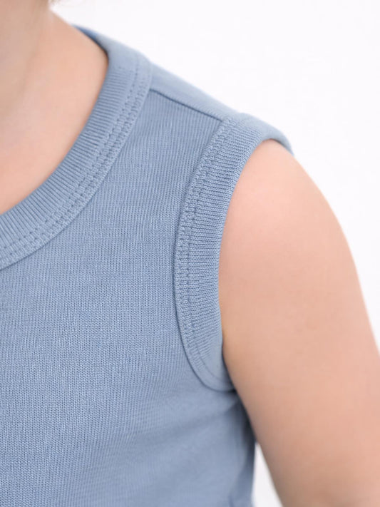 Civil Baby 5'li Organik Çıtçıtlı Badi Seti | Pamuklu Kolsuz | Ribana Bebek Atlet - Mavi