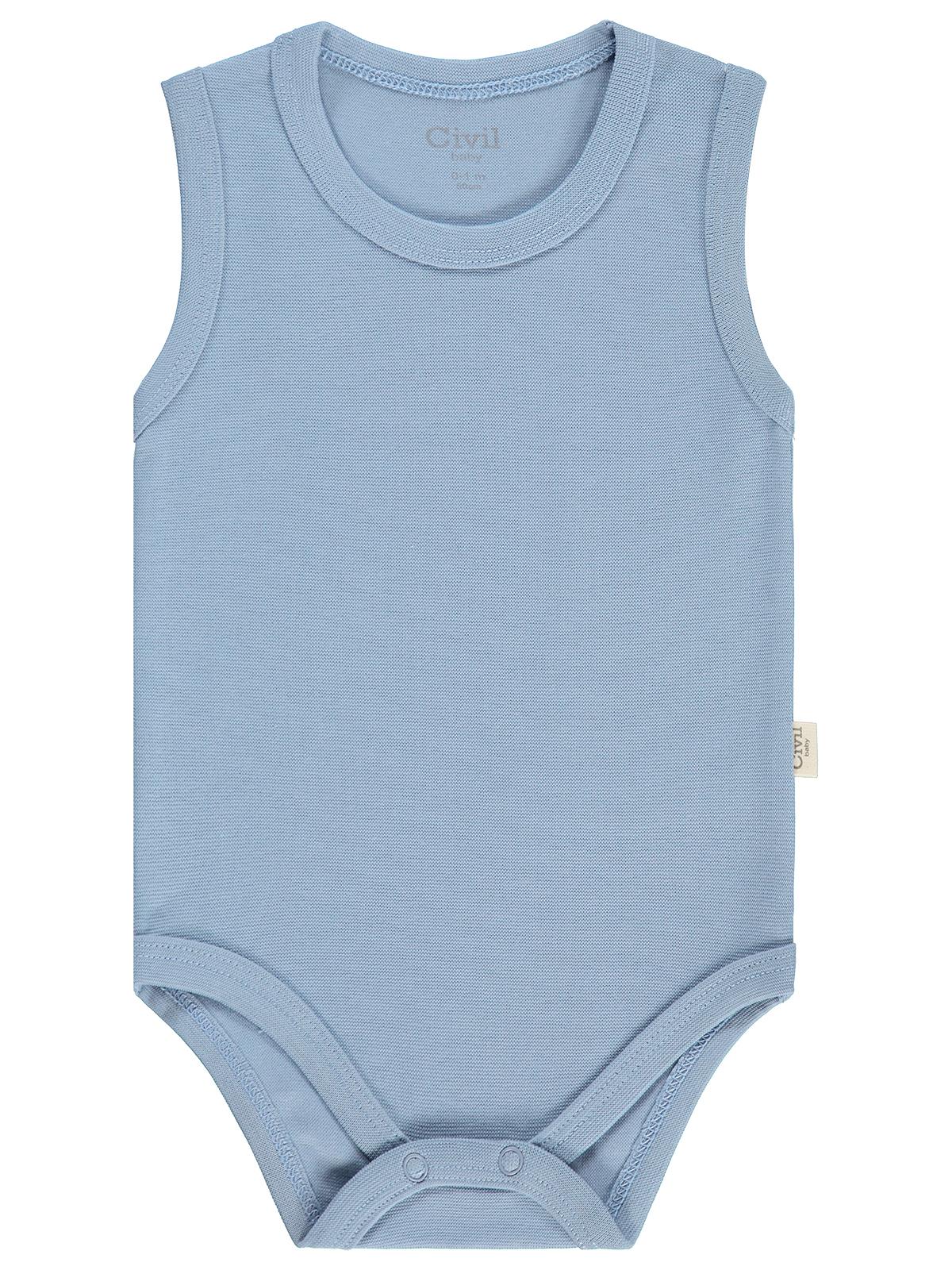 Civil Baby 5 li Organik Sıfır Kol 0-36 Ay Çıtçıtlı Badi - Mavi