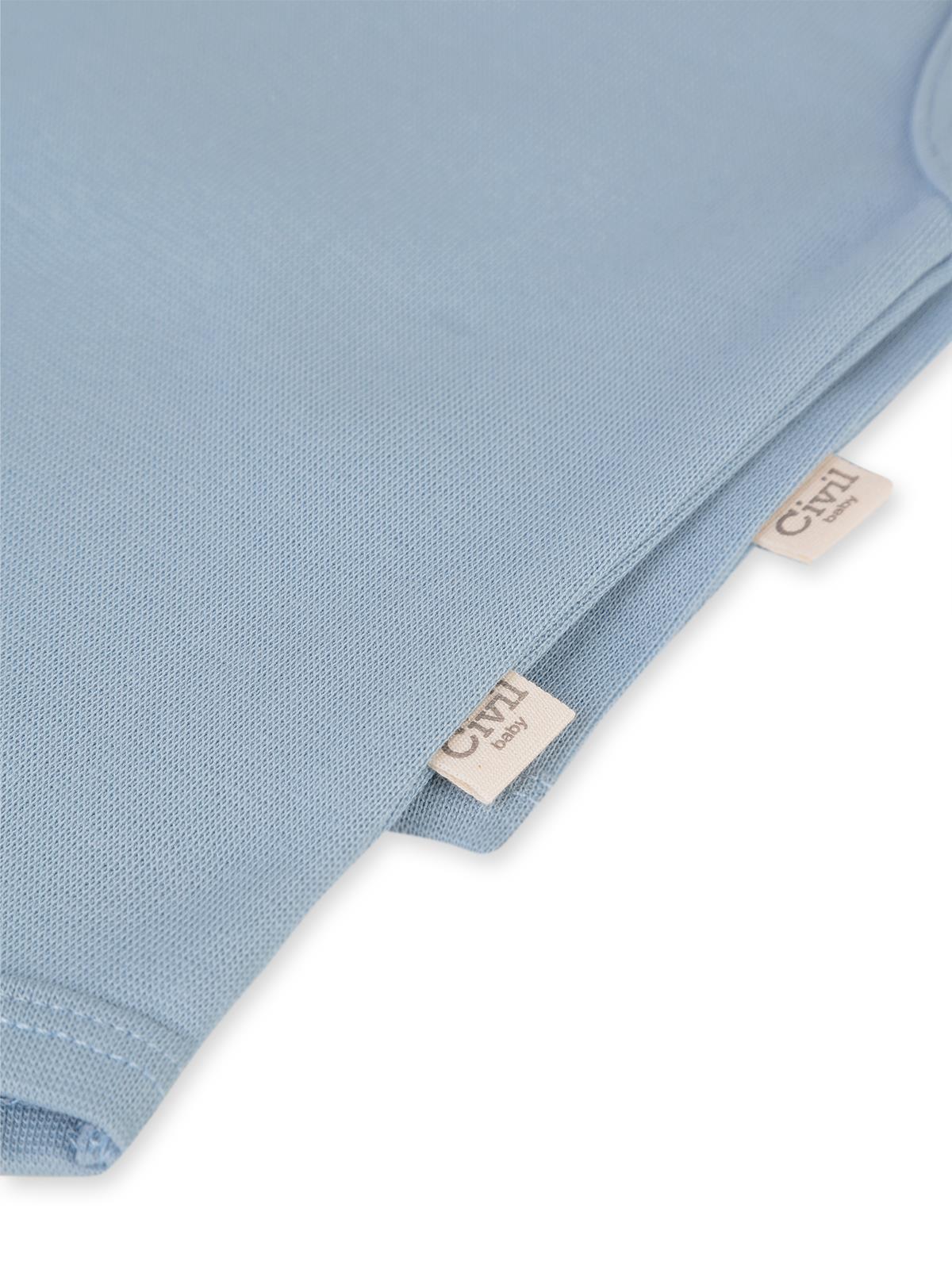 Civil Baby 5 li Organik Sıfır Kol 0-36 Ay Çıtçıtlı Badi - Mavi