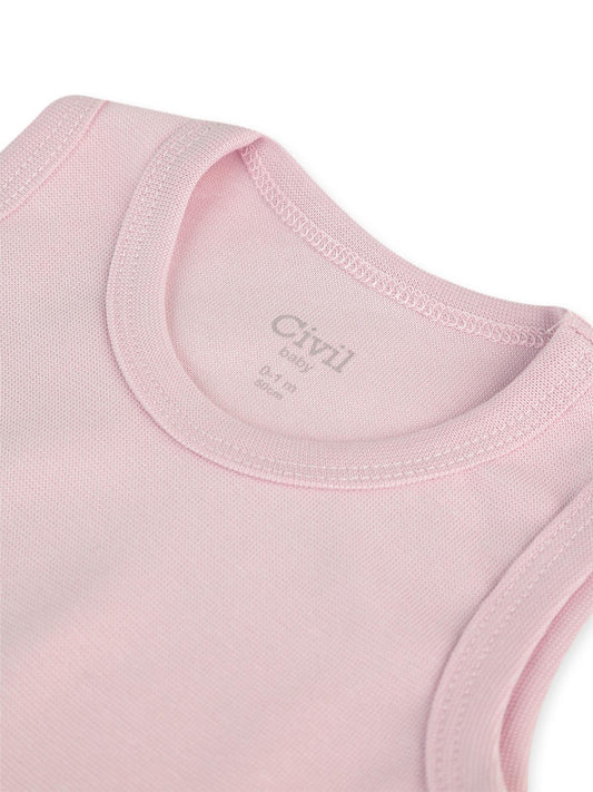 Civil Baby 5'li Organik Çıtçıtlı Badi Seti | Pamuklu Kolsuz | Ribana Bebek Atlet - Pembe