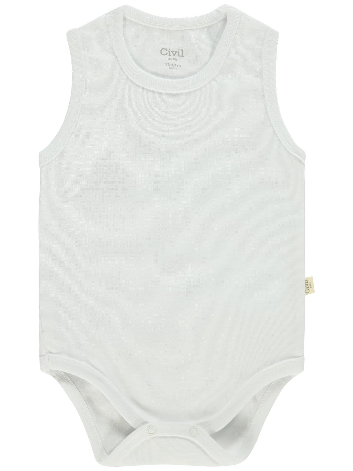 Civil Baby 5 li Organik Sıfır Kol 0-36 Ay Çıtçıtlı Badi - Bej